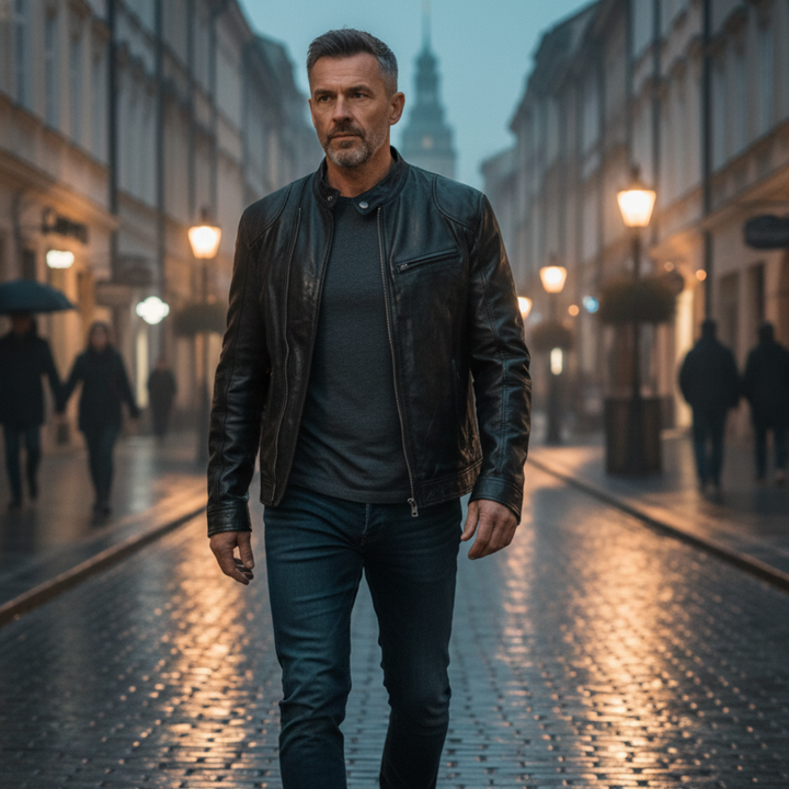 Klasyczna męska kurtka skórzana