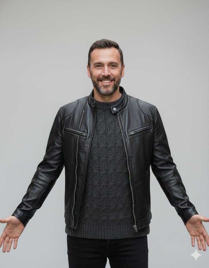 Klasyczna męska kurtka skórzana